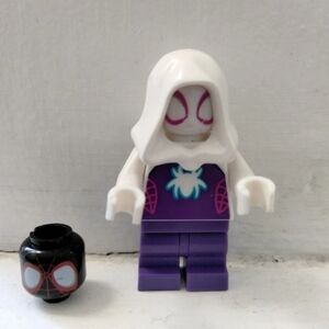 Lego Super Heroes Minifigure Ghost-Spider White Hood Spider Logo Spider Man Head